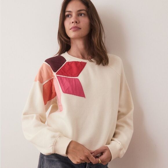 Marine Layer Archive Summit Antique White Cropped Crewneck Sweatshirt Size Small - Picture 1 of 11